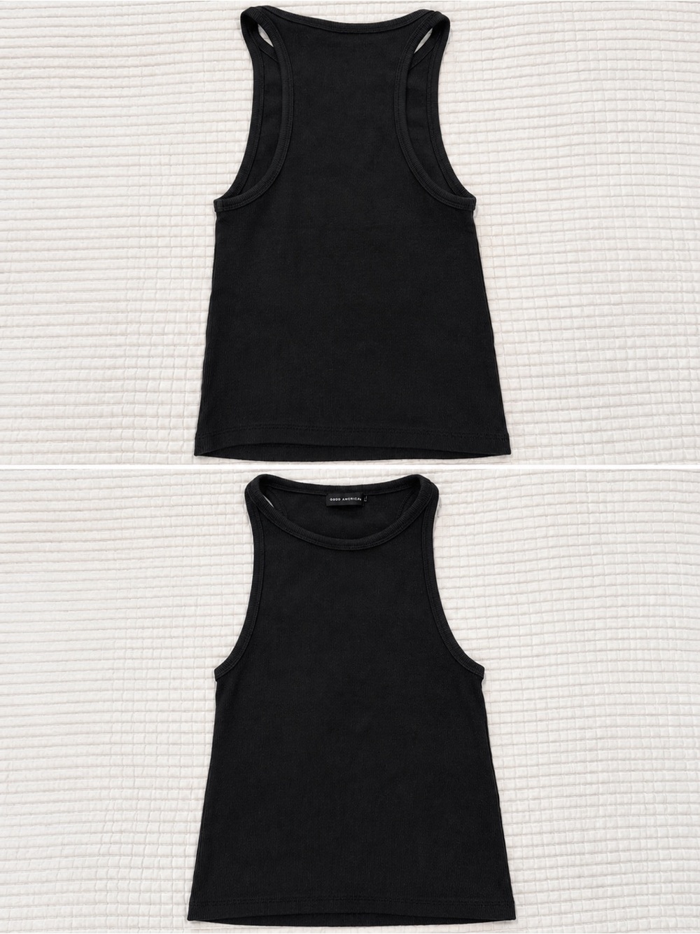 Good American Black Ribbed Racerback Tank